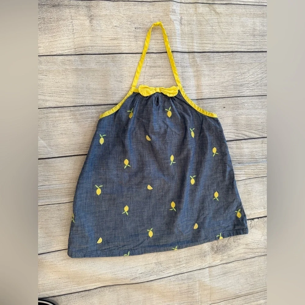 GYMBOREE Charming Kids Lemon Print Dress - Yellow & Blue/size 12